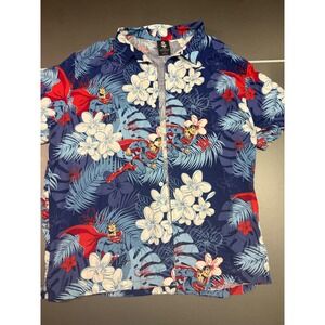 Superman DC Comics Tropical Aloha Shirt XXL Blue Rayon Floral Button Down Mens